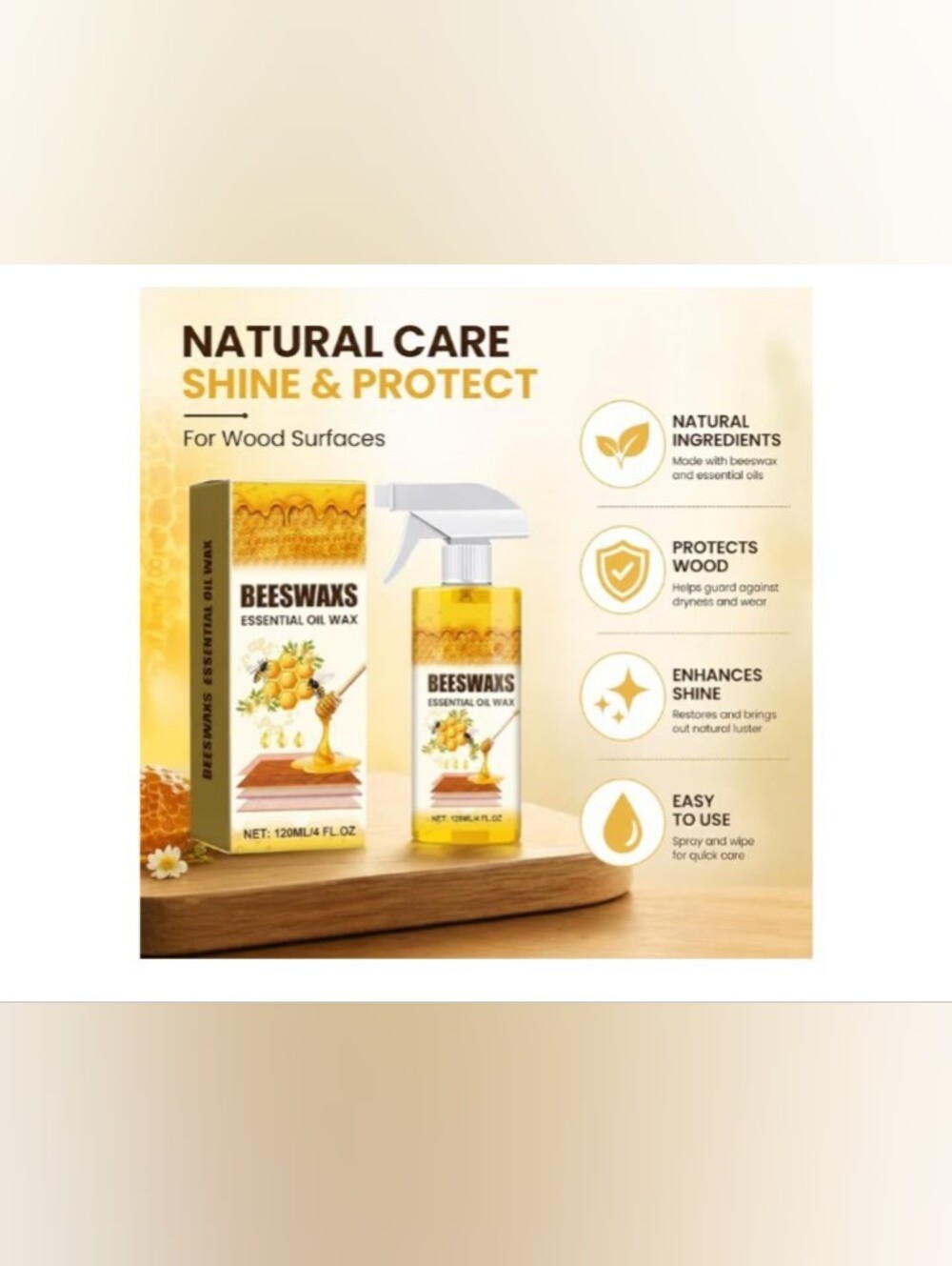 Essential Oil Wax Spray for Wood Surfaces – Shine & Protect